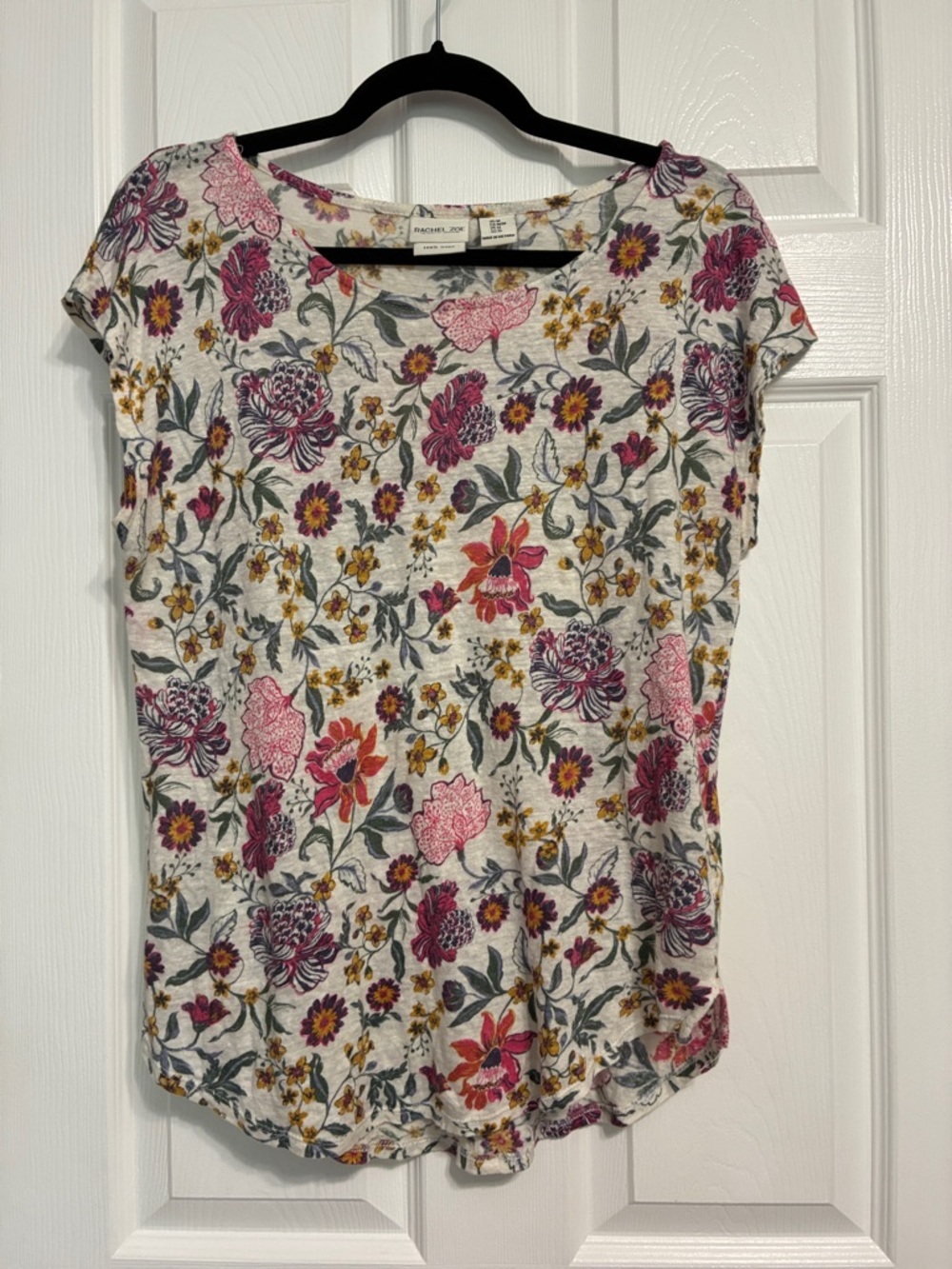 Rachel Zoe 100%linen floral shirt with drop shoulder sleeves